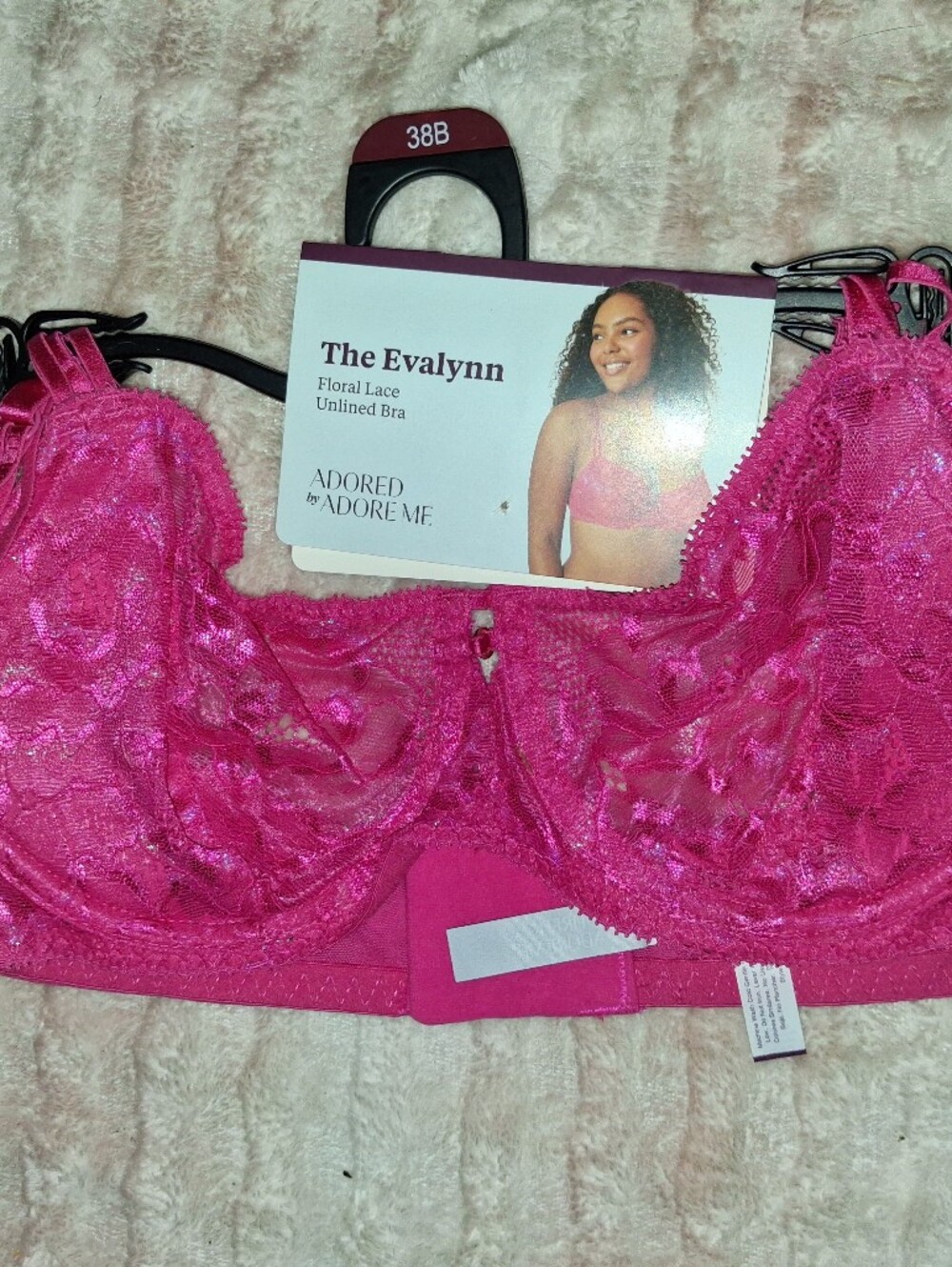 The Evalynn Floral Lace Unlined Bra - Hot Pink (38B)